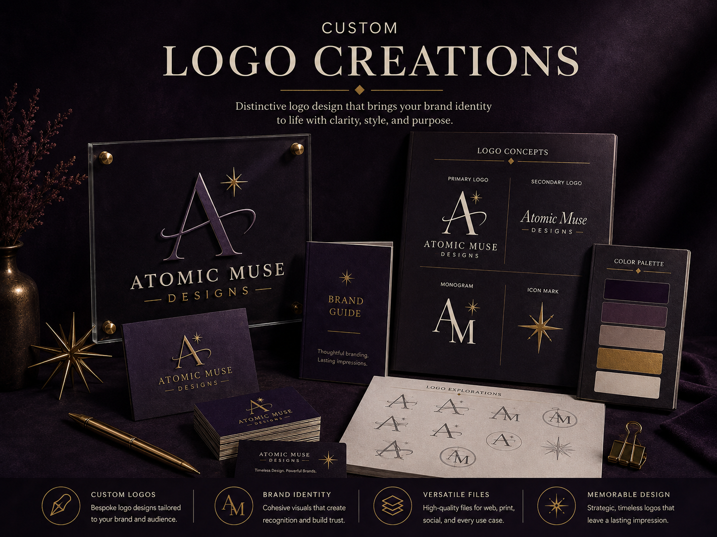 Logo and visual identity work created by Atomic Muse